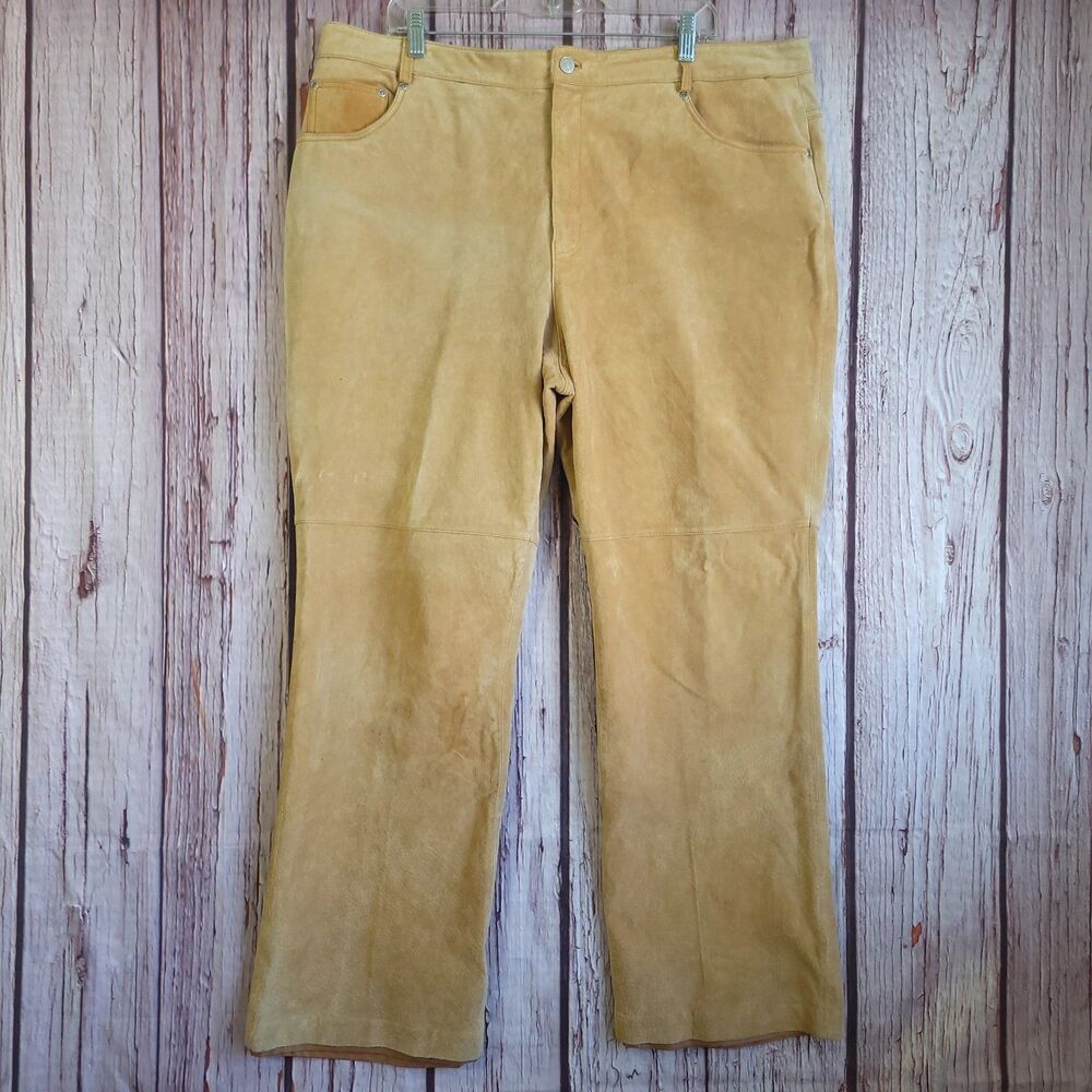 Vintage Genuine Suede Leather 90s Pants Jeanology Newport News Tan